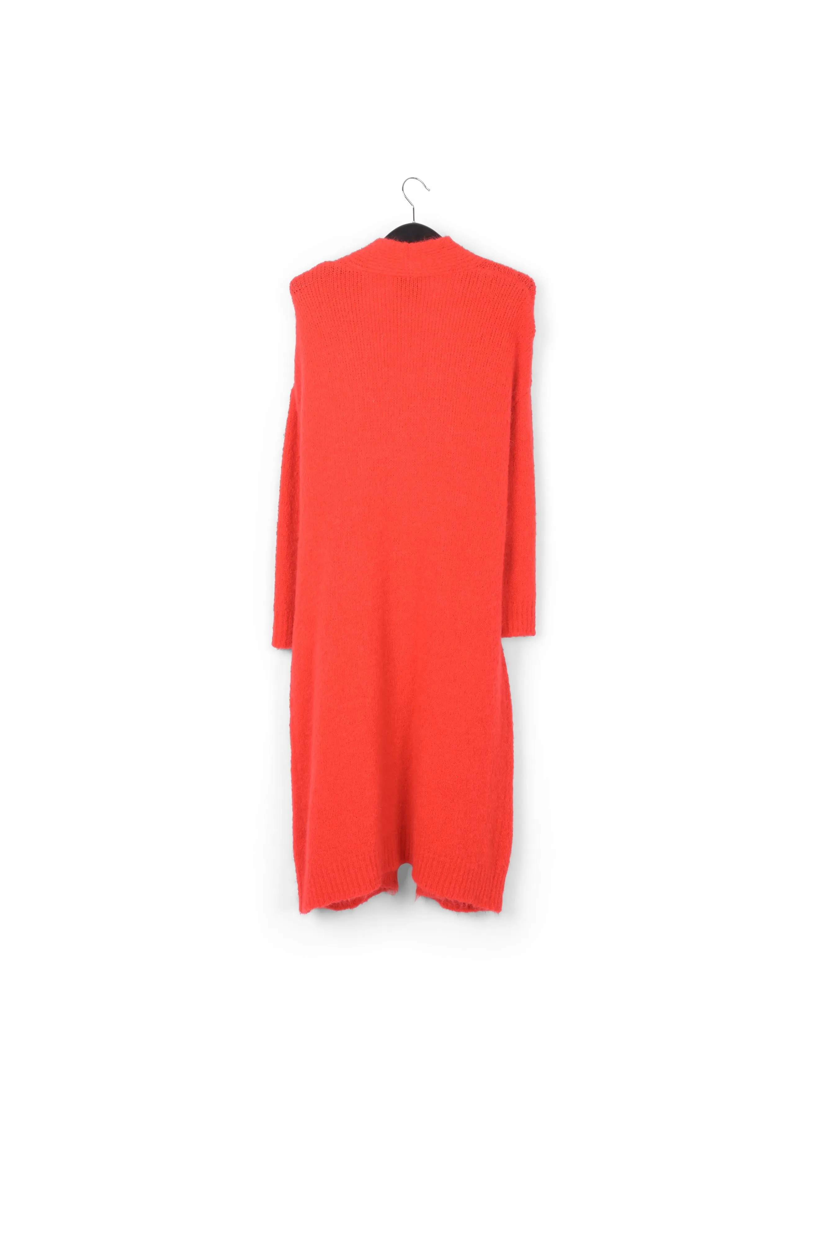 Red midi-length mohair-blend cardigan