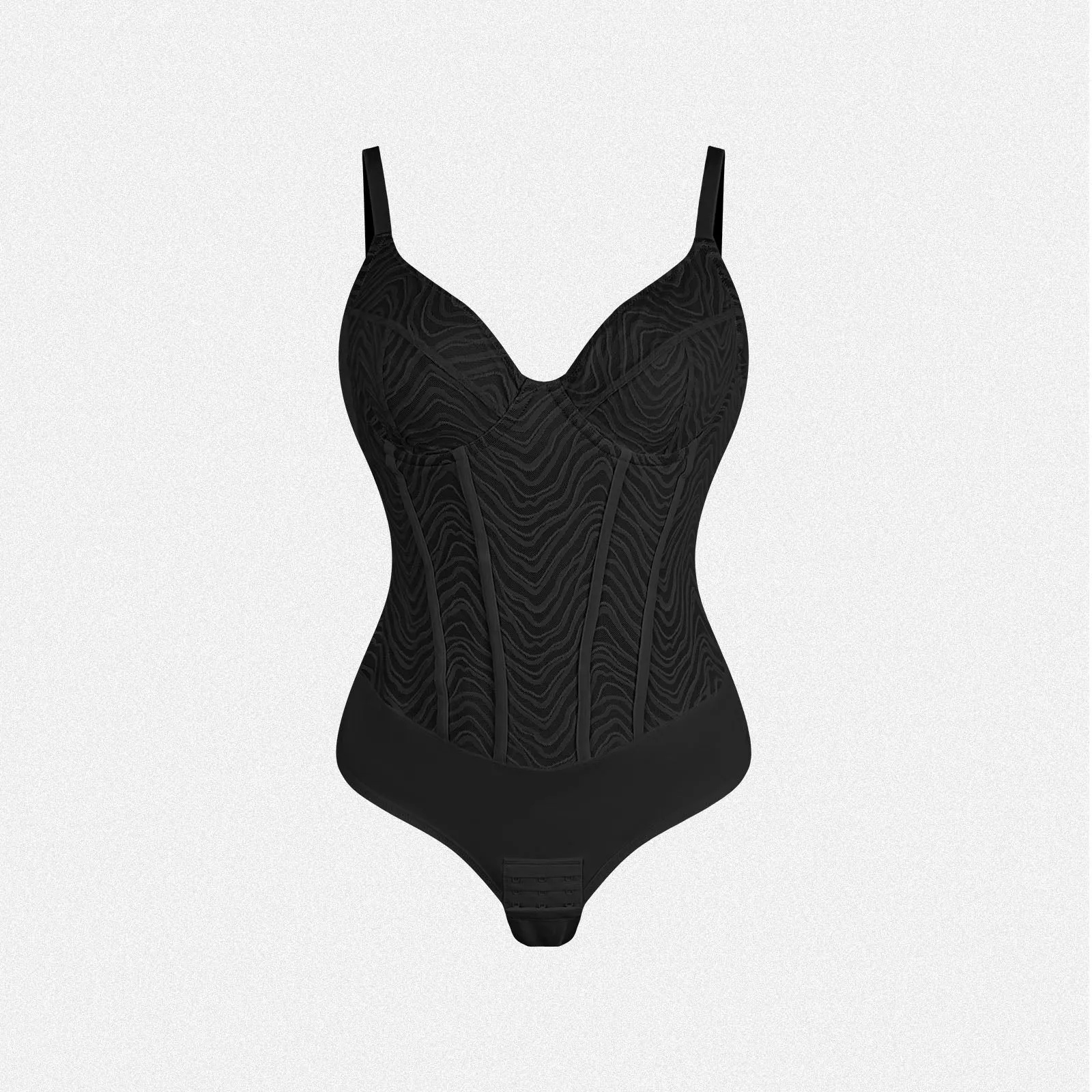 Shaperin Zebra Lace Corset Shapewear Backless Bodysuit