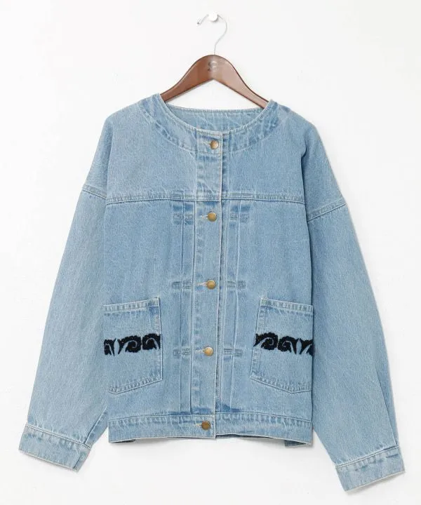 Skull Embroidery Denim Jacket