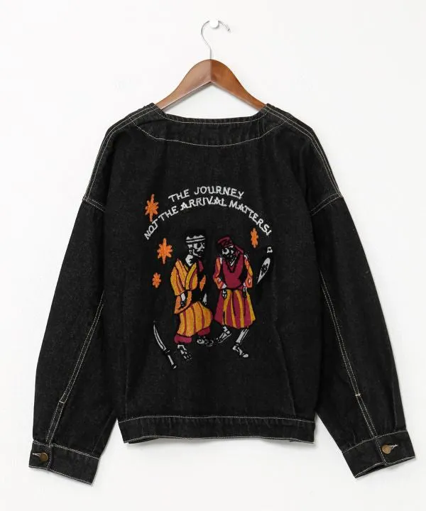 Skull Embroidery Denim Jacket