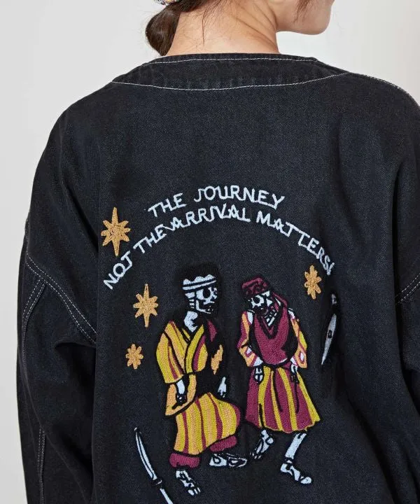 Skull Embroidery Denim Jacket