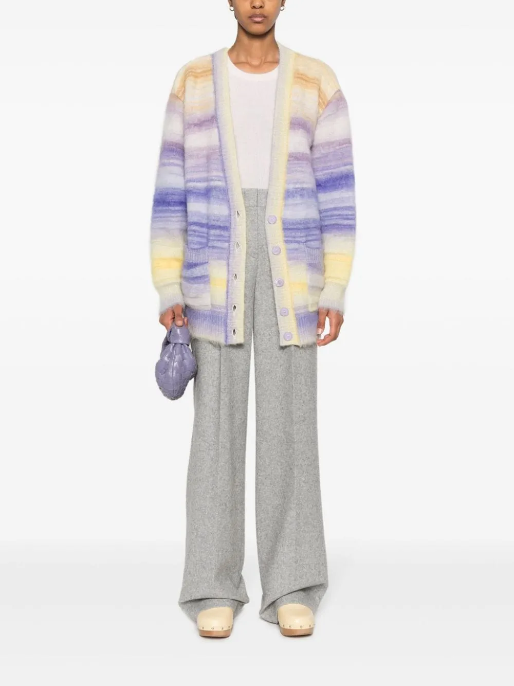 Striped V-Neck Oversized Cardigan