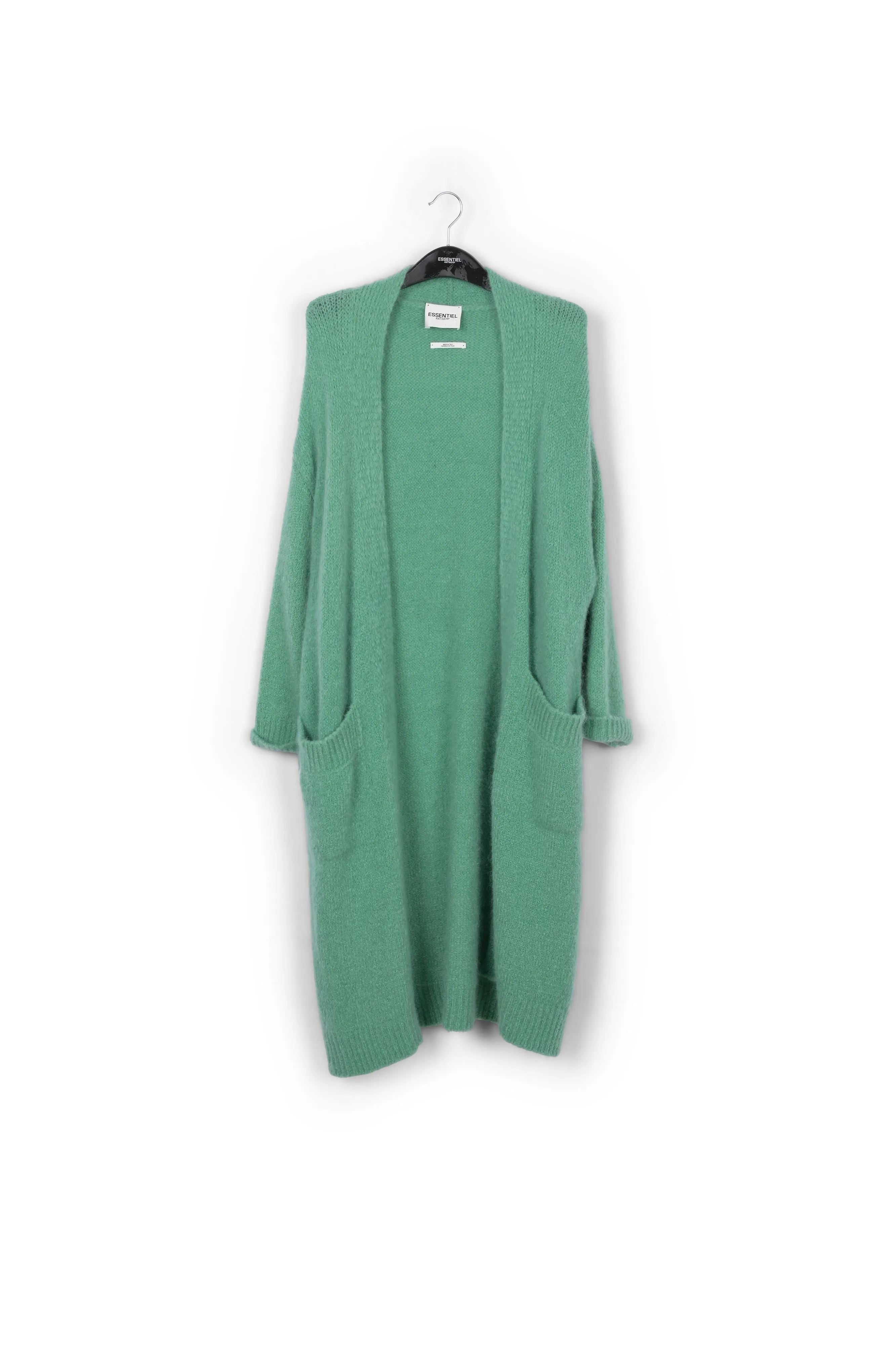 Teal midi-length mohair-blend cardigan