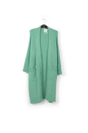 Teal midi-length mohair-blend cardigan