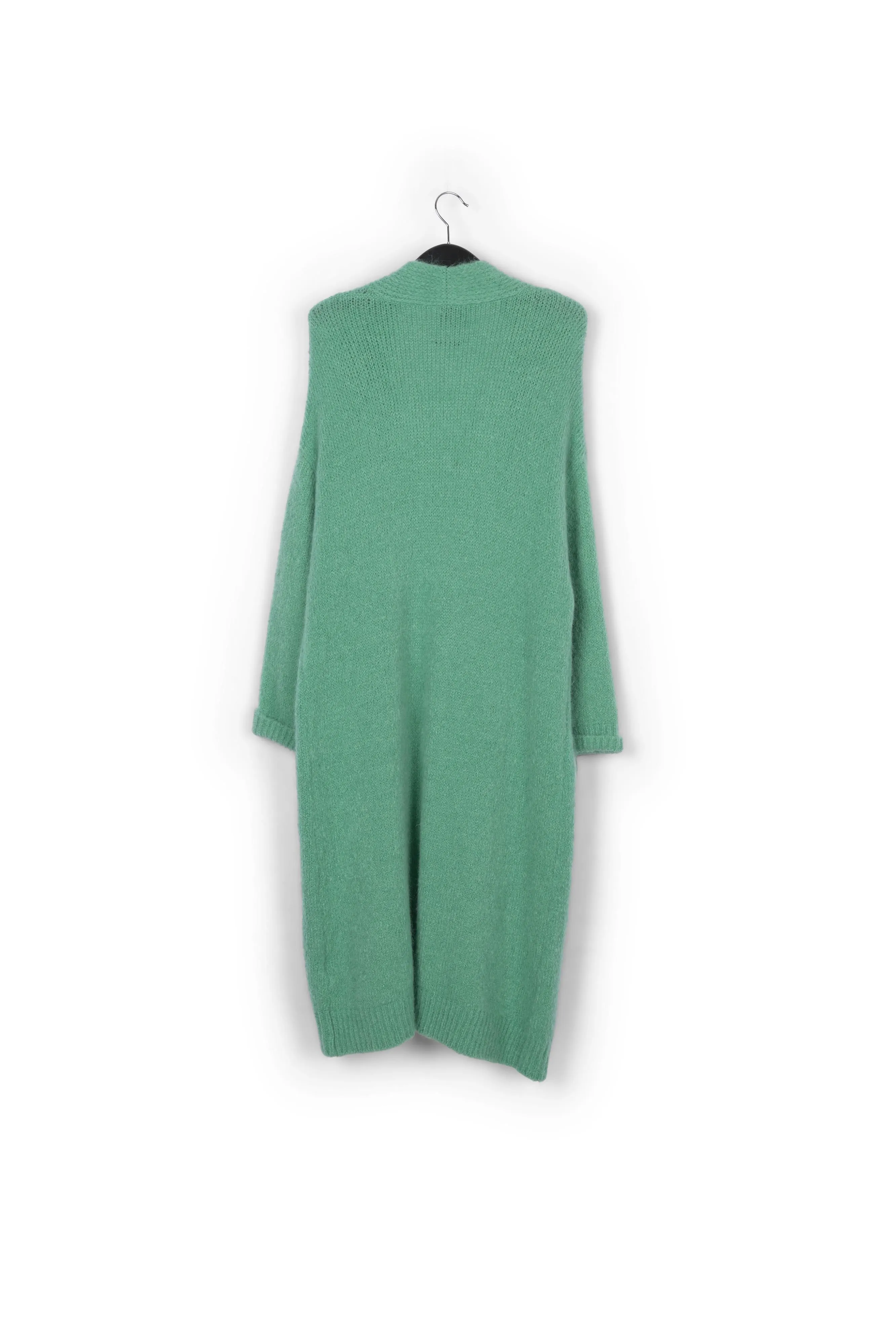Teal midi-length mohair-blend cardigan