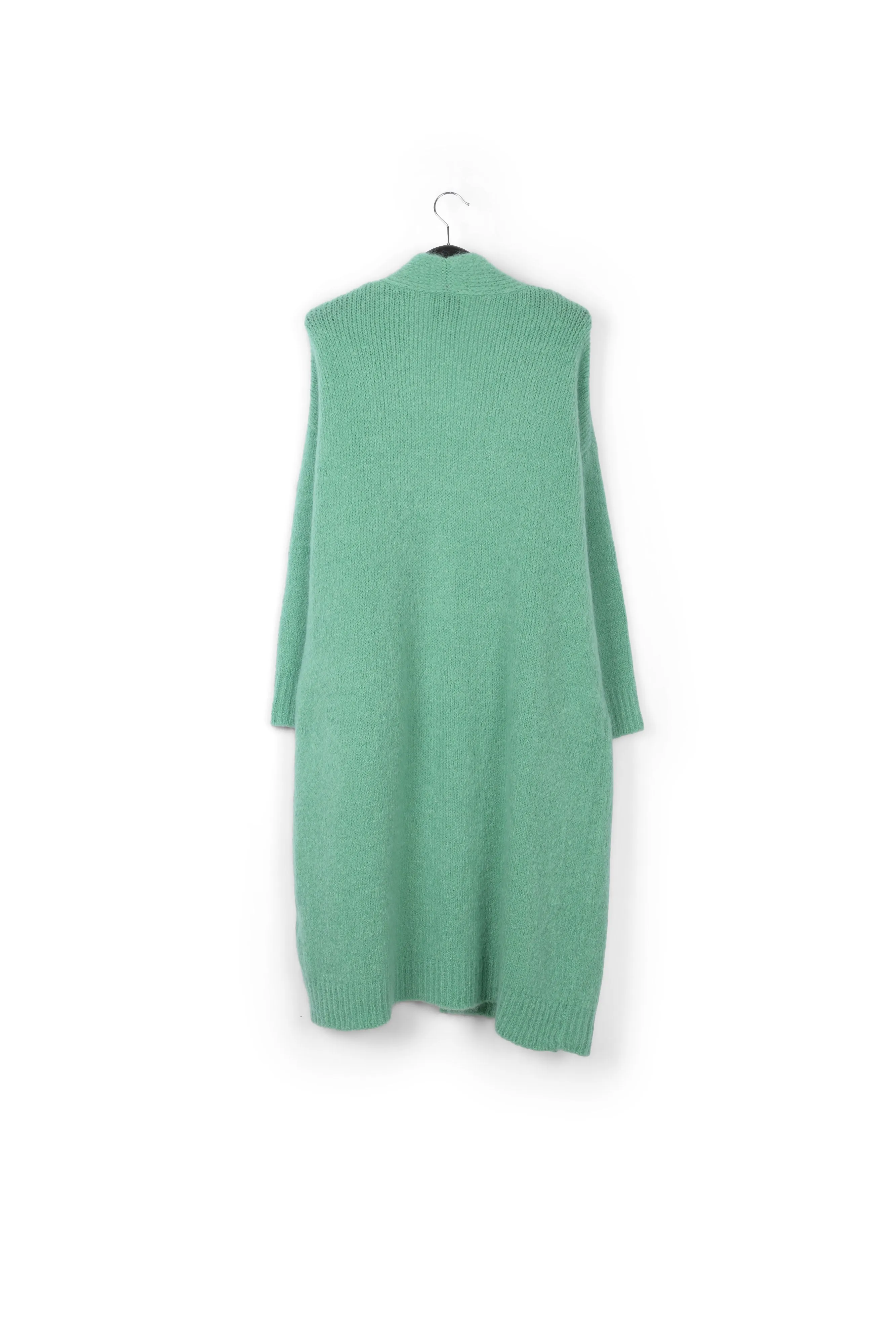 Teal midi-length mohair-blend cardigan