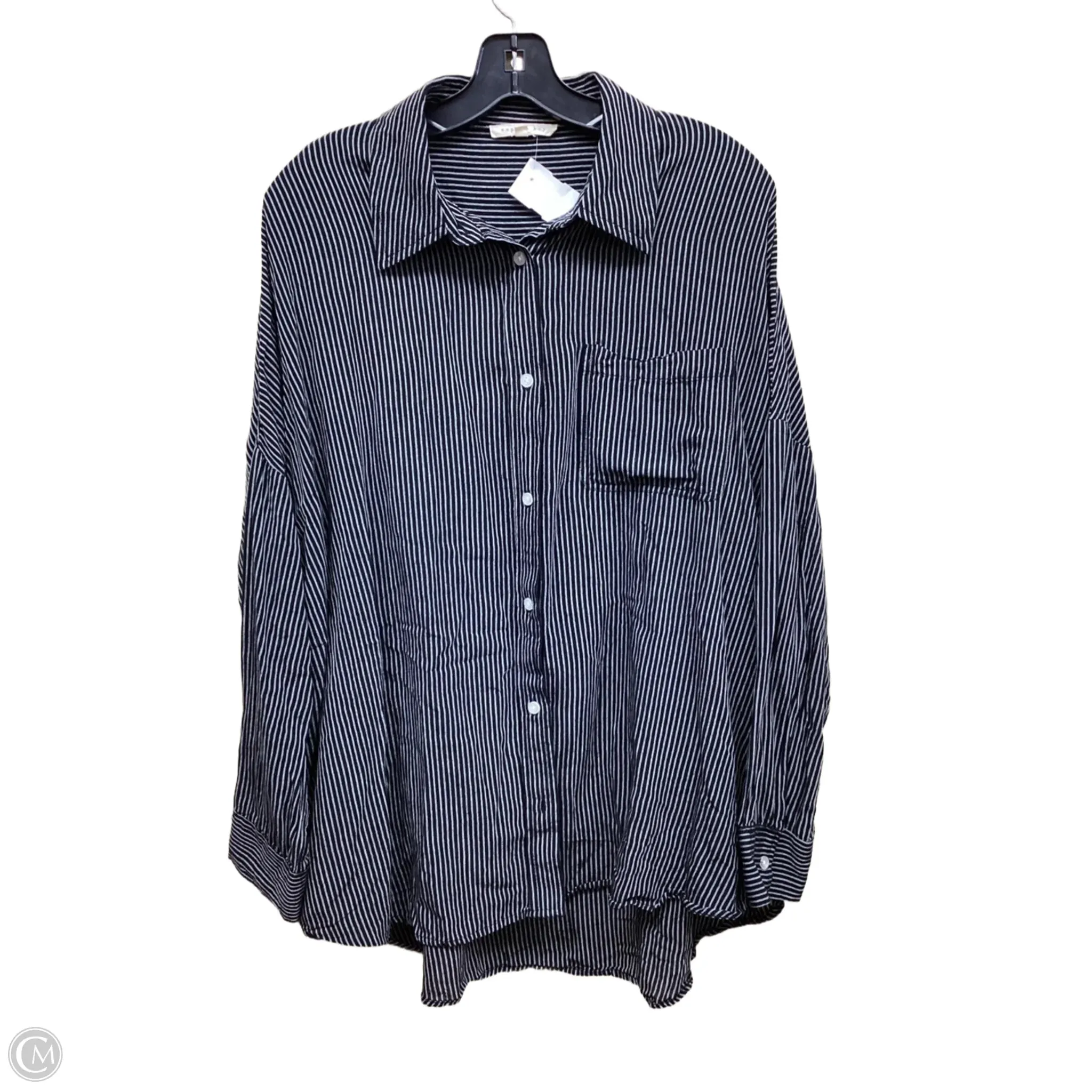 Top Long Sleeve By Copper Key In Black & Grey, Size: M