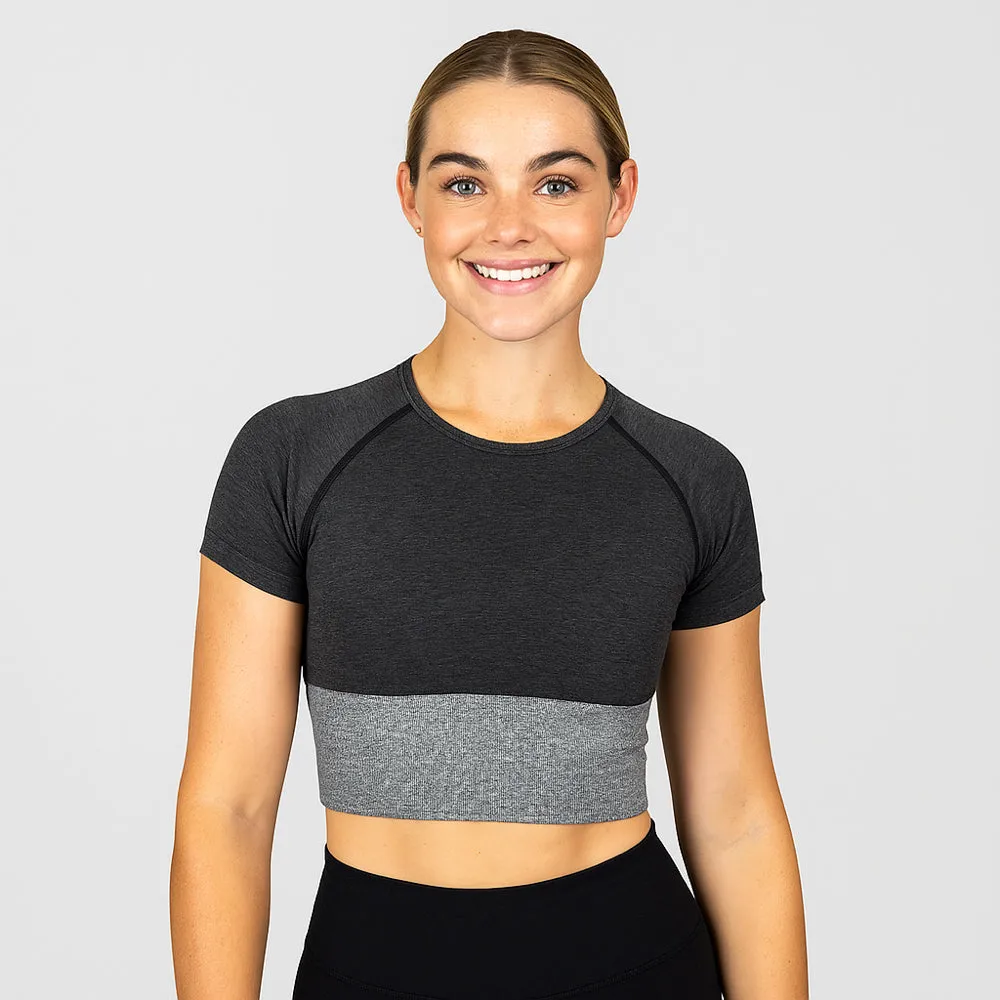 TWL - Women's Endure Seamless Crop - Black/Charcoal Marl