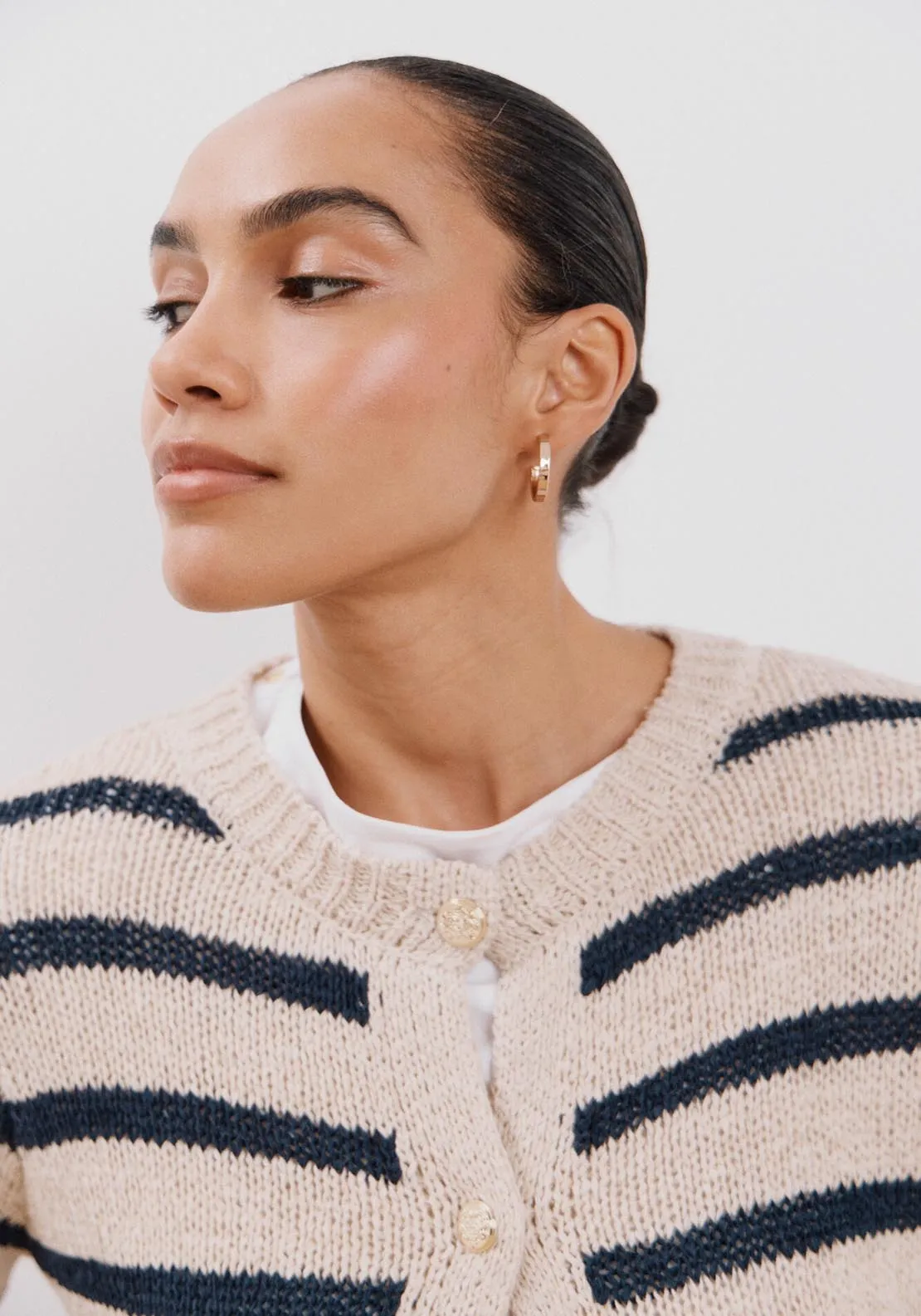 Two-Tone Striped Jacket - Beige/camel