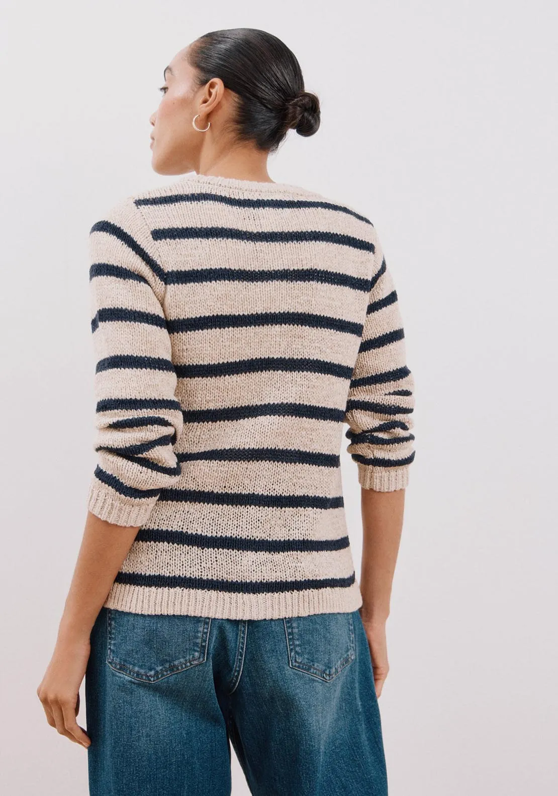 Two-Tone Striped Jacket - Beige/camel