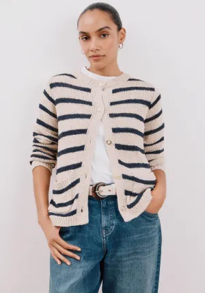 Two-Tone Striped Jacket - Beige/camel