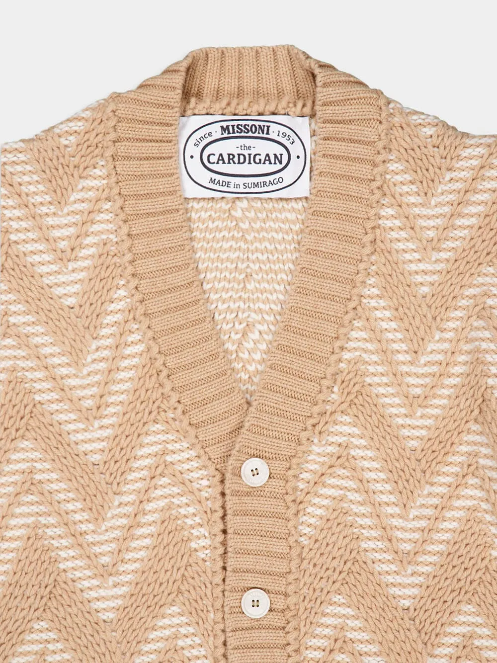 Two-Tone Zigzag Wool Cardigan