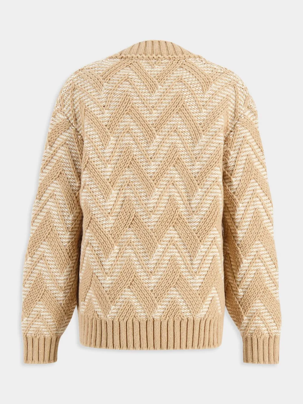 Two-Tone Zigzag Wool Cardigan