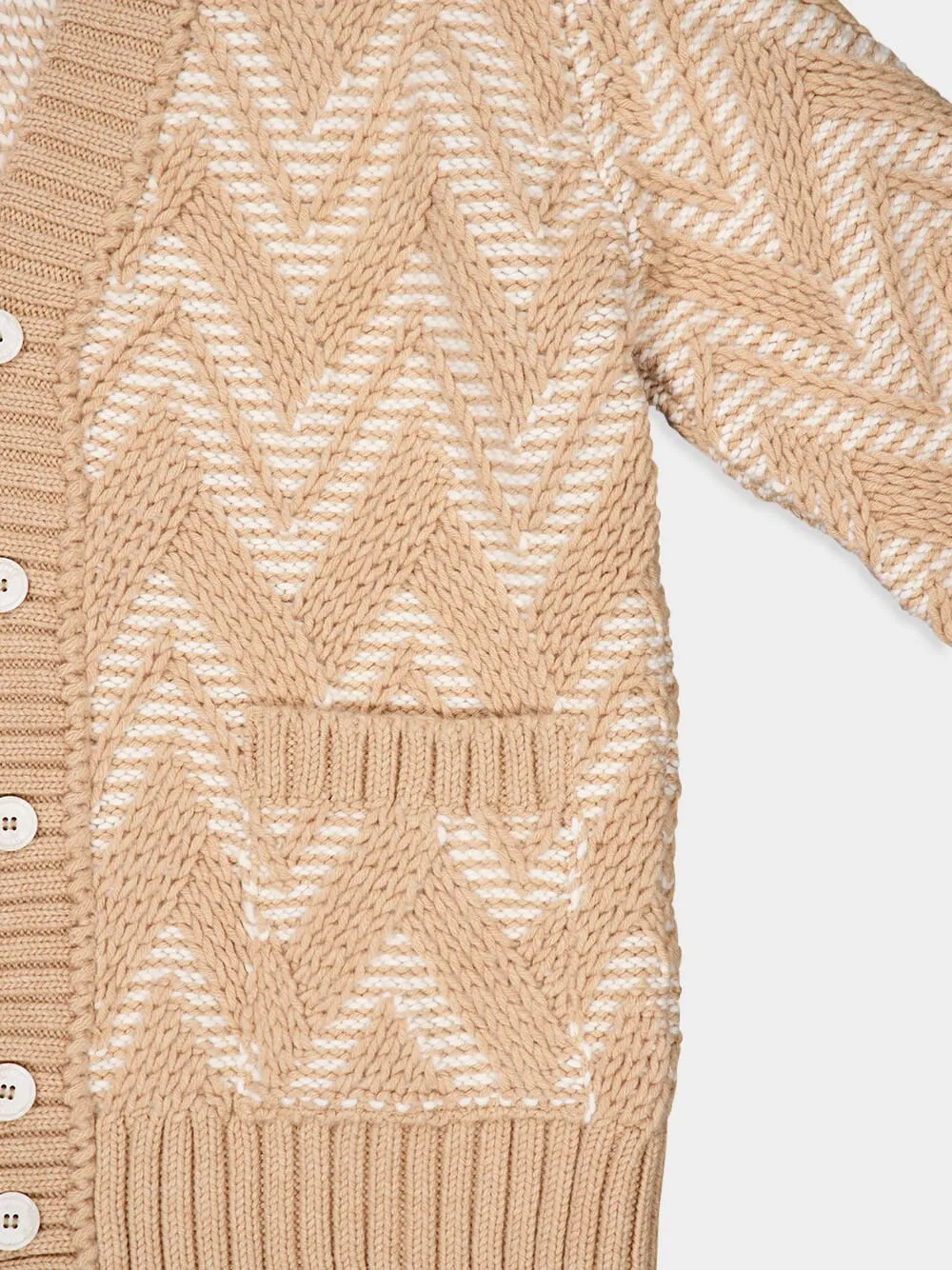 Two-Tone Zigzag Wool Cardigan