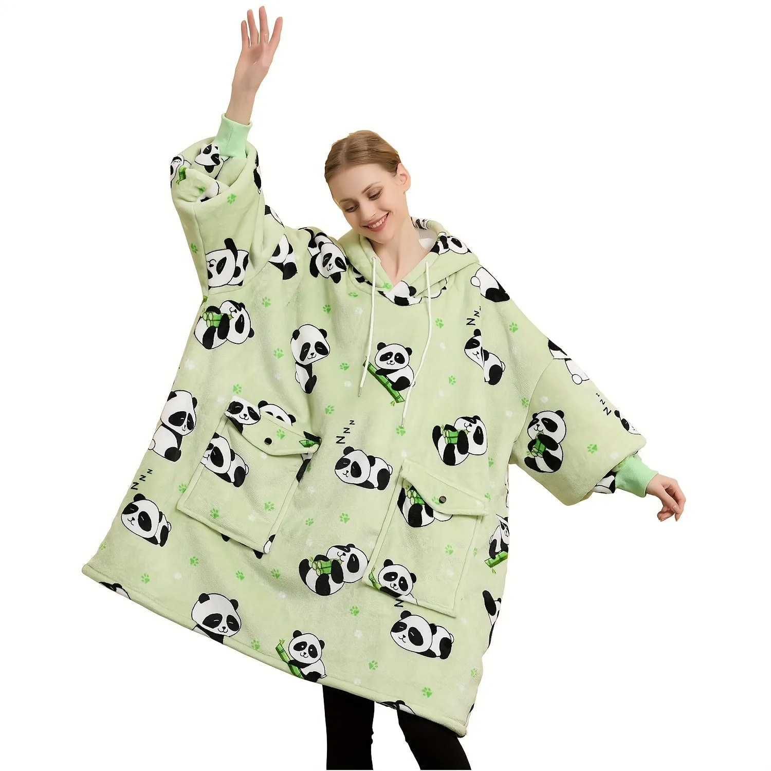 Wearable Blanket Hoodie for Adults Sherpa All Patterns Oversized Sweatshirt Blanket with Pockets Cute Birthday Gifts for Women Men
