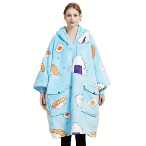 Wearable Blanket Hoodie for Adults Sherpa All Patterns Oversized Sweatshirt Blanket with Pockets Cute Birthday Gifts for Women Men