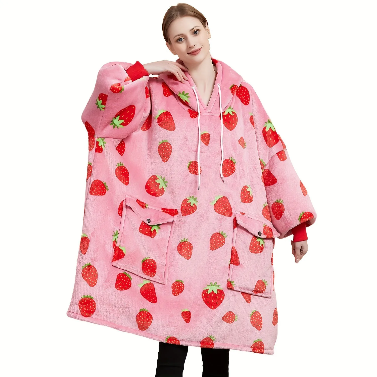 Wearable Blanket Hoodie for Adults Sherpa All Patterns Oversized Sweatshirt Blanket with Pockets Cute Birthday Gifts for Women Men