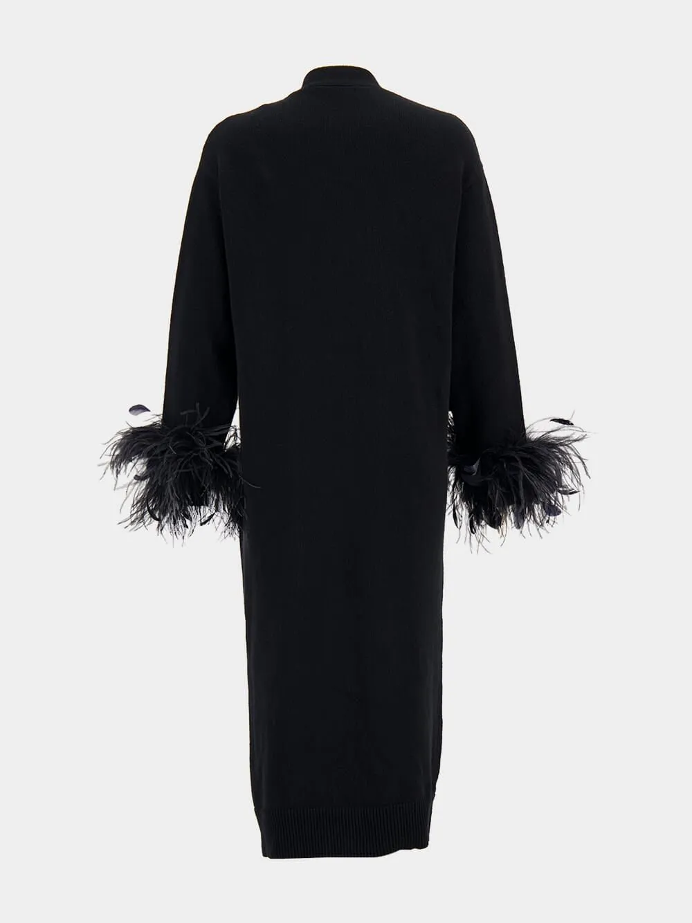Wool Feather-Cuff Cardigan